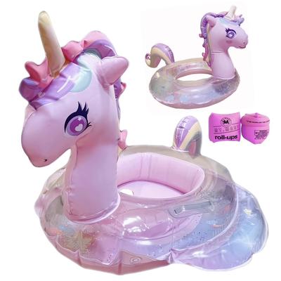 Pink Unicorn Float for Kids, Pool Float, Inflatable, with Foot-Insert Handle and Arm Rings (Foot-Insert)