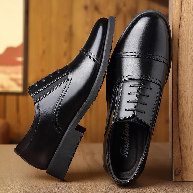 Fashion Leather Lace-Up Formal Business Shoes Comfortable Office Wedding Shoes for Men New Brand Flats Men's Classic Oxford Dress Shoes