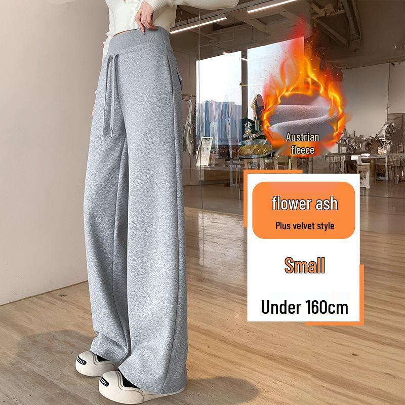

Women s High Waist Plus Velvet Gray Cotton Wide Leg Sweatpants for Autumn/Winter 2025 XL for 120-130 lbs