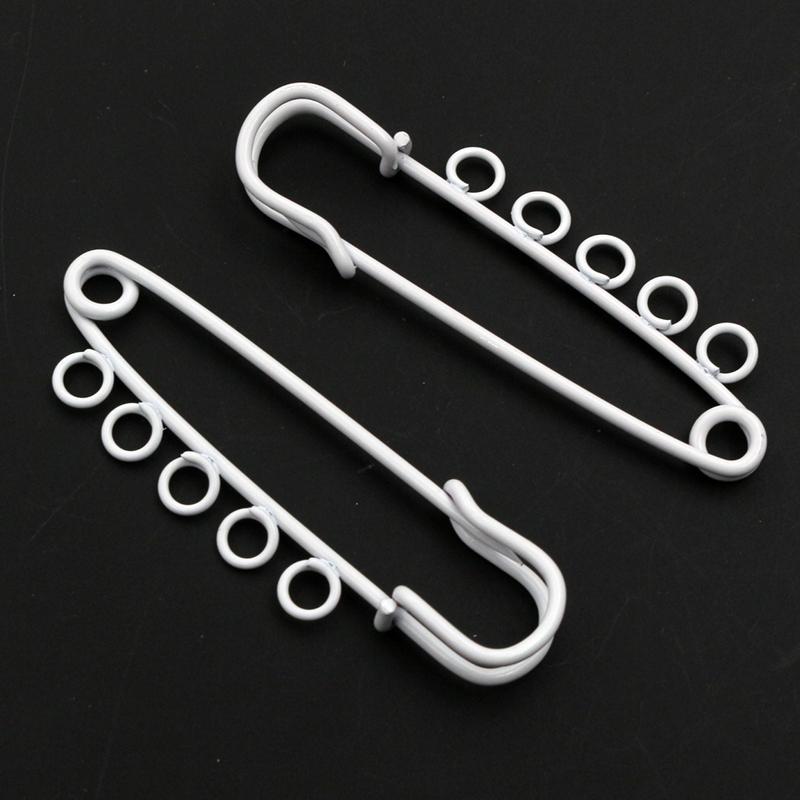 10pcs 50x16mm Safety Pins Brooch Metal Sewing Pins Clothes Pins with 3/5 Loops for Tags DIY Crafts Jewelry Making Findings