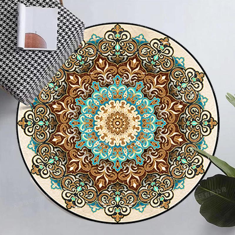 Ethnic Style Circular Carpet Balcony, Coffee Table Living Room Carpet Large-sized Carpet