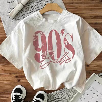 2026 Hot Sale Letter Print 90s Girls Cotton Graphic T-Shirts Female T Shirts Tees Tops Men Women Clothing Ladies Tshirts Casual Short Sleeve Top