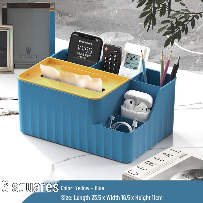 Luxury Multi-use Tissue Box with Pen Holder, Remote Caddy, and Cosmetic Organizer for Office or Coffee Table