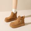 European Fashion Platform Short Boots Women's 2025 Autumn and Winter New Round Head Heightening Chelsea Short Boots Suede Women's Boots