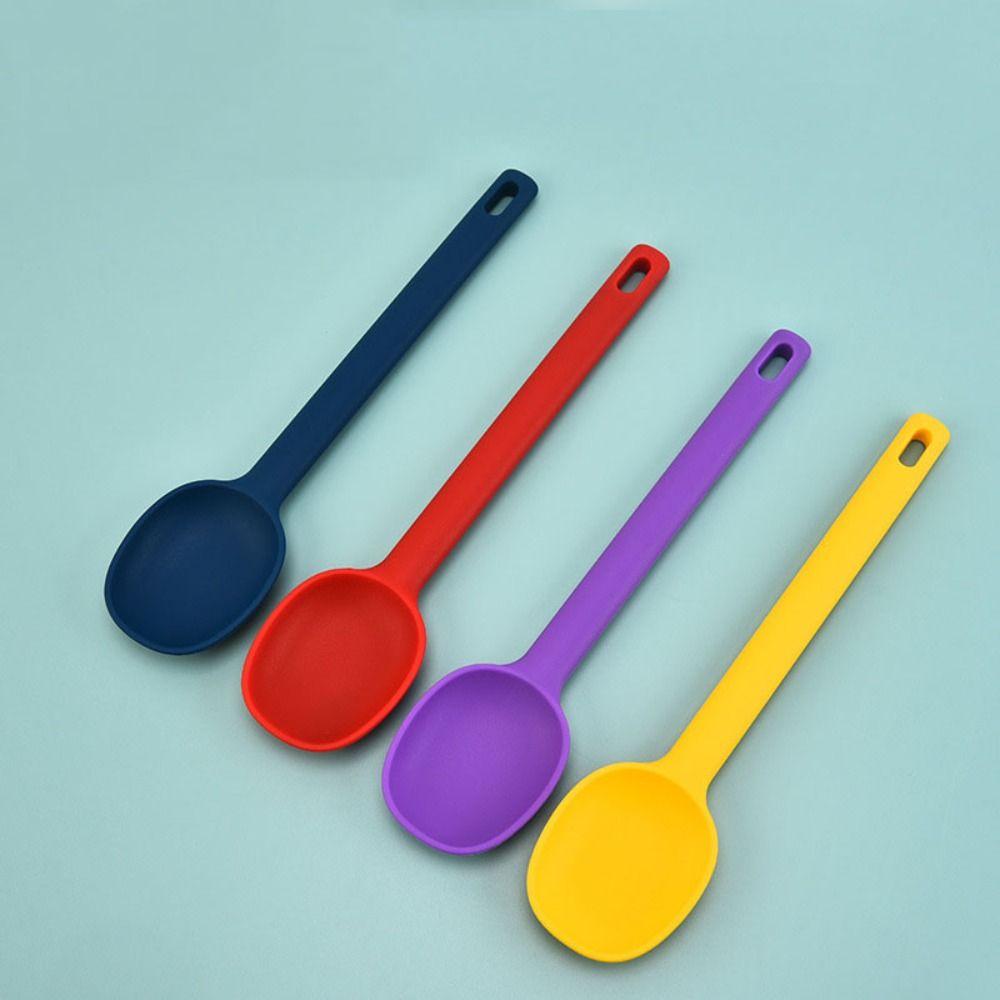 Long Handle Silicone Stirring Spoon High Temperature Resistant Seasoning Spoon  Ice Cream