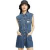 Calvin Klein Solid Color Cotton Jumpsuit Women jumpsuits Blue J218721