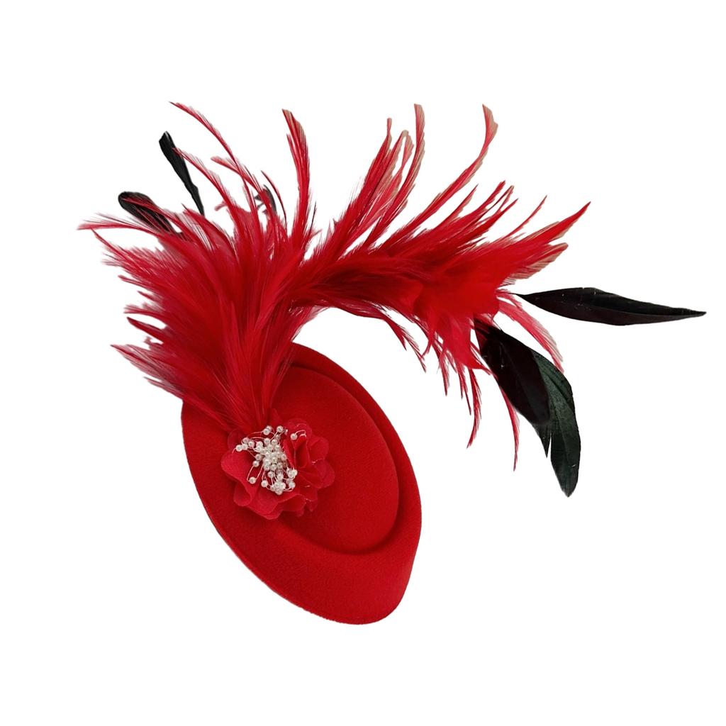 Girly Feather Felt Hat Shape Hair Clip Banquet Party Headband for Teens Medieval Party Taking Photo Anti-Slip Hairpin