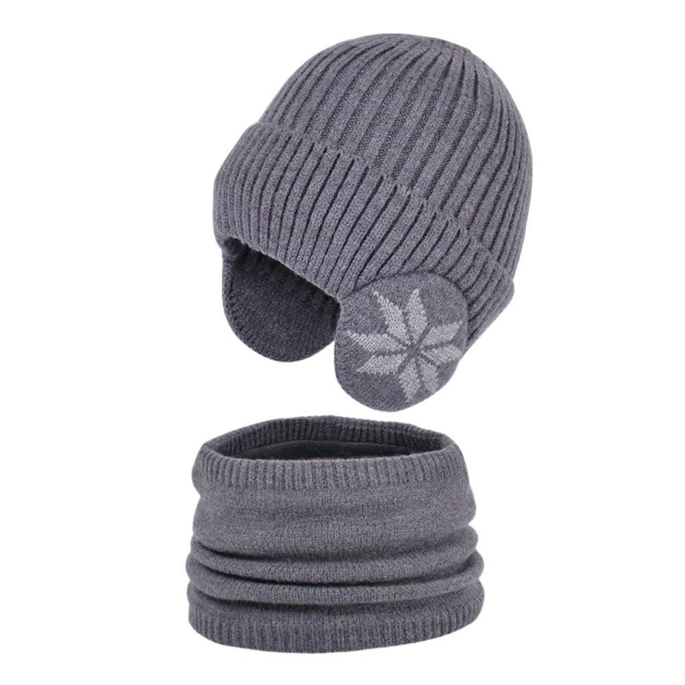 2pcs Coldproof Children Knitted Beanie Solid Color Pullover Hat Fashion Scarf Hat Set  Winter