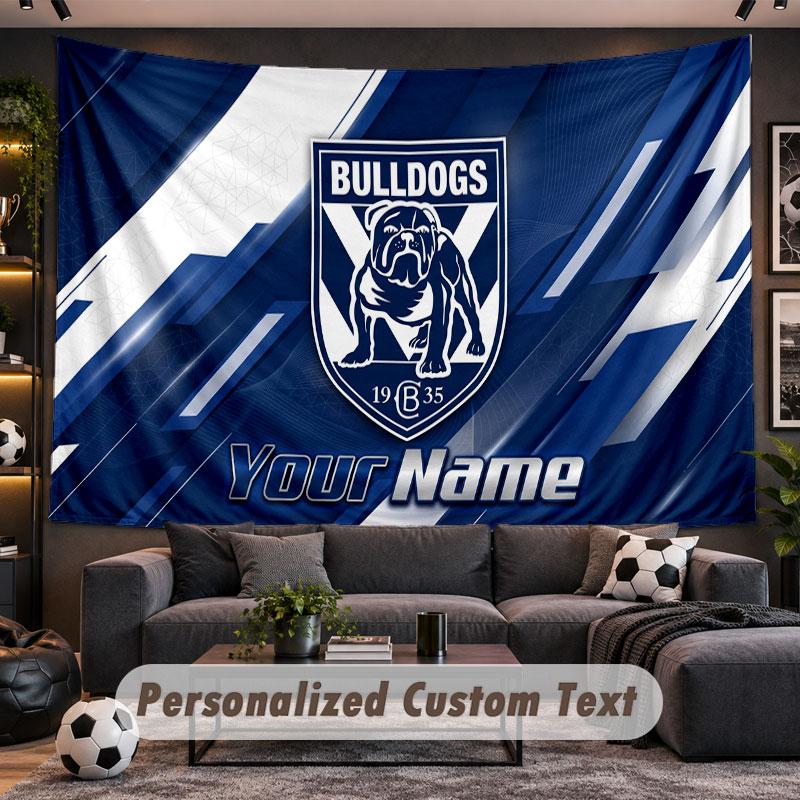 Wall Hanging Tapestry Custom NameCanterbury-Bankstown Bulldogs Pattern Personalized Printed Fabric Wall Decor