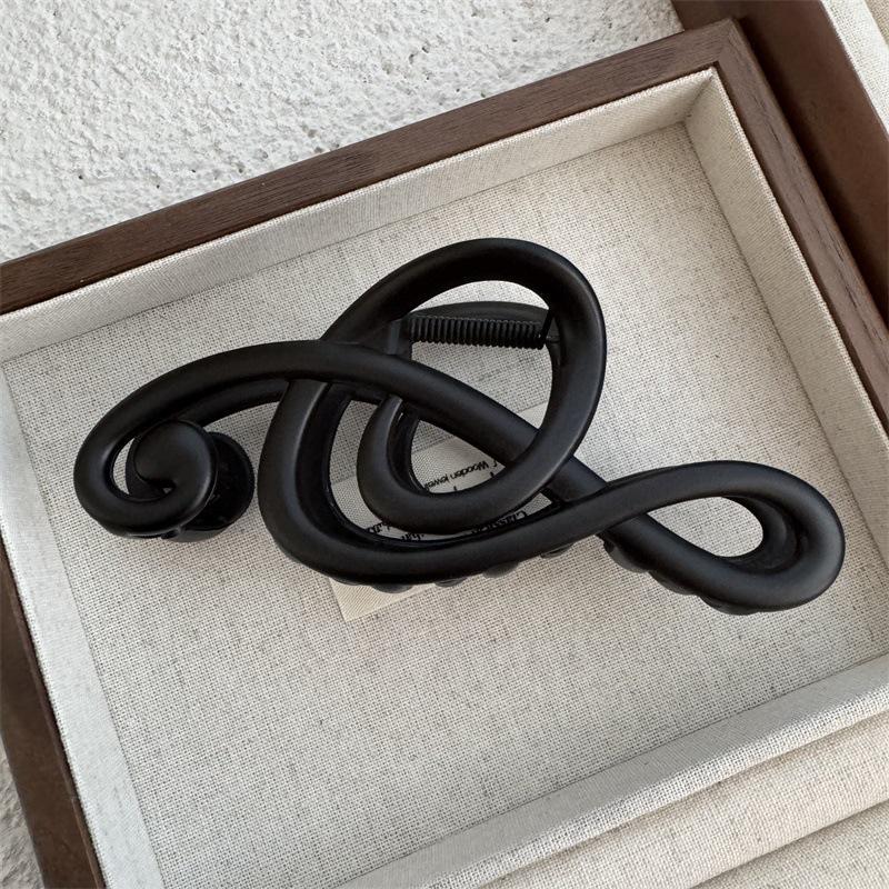 Shark Damen Matt Haarklammer mit Musiknote - Künstlerischer, Einfacher Haarknoten-Greifer mit Einzigartigem, Nischen-Design. matte schwarze
