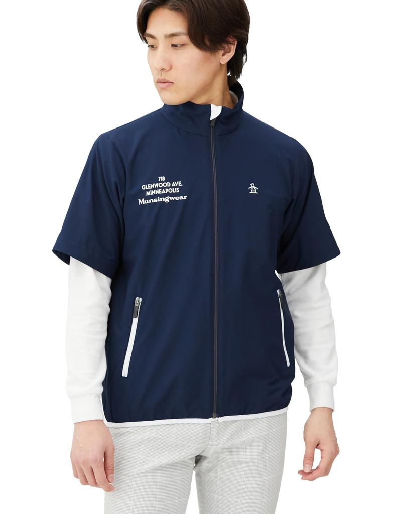 Munsingwear MGMXJK04 Light Golf NV00 Size LL Men's Water-Repellent, Stretch, Rain, Full-Zip Blouson, (Navy),