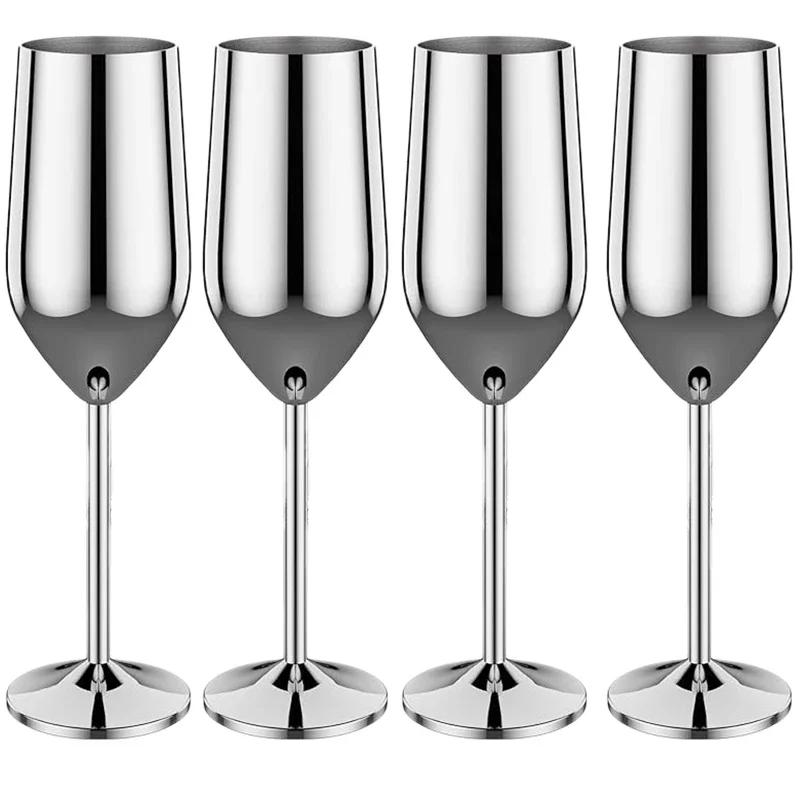 4Pcs Stainless steel wine glasses unbreakable metal cocktail glasses 220ml for drinking cocktails and wine in the at bar Cup