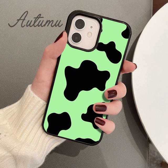 Floral Cow Phone Case for iPhone 11 12 13 14 Pro Max Mini X XR XS SE 2020 5 6S 7 8 Plus Samsung Galaxy S21 S22 Cover Shell