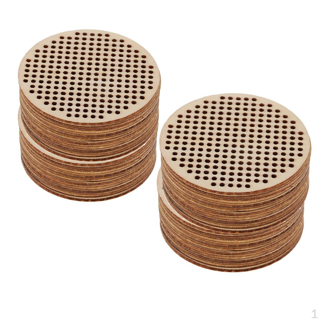 

40 штук Натуральные деревянные подвески-плакетки с отверстиями, украшения, доски для вышивания для рукоделия, ювелирных изделий