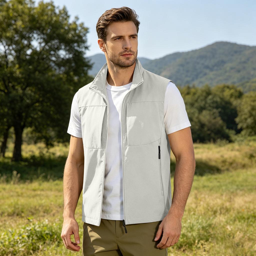 Gilet Leggero da Uomo Multi Tasche per Esterno Asciugatura Rapida da Pesca Giacca Senza Maniche Impermeabile da Montagna Adatto per Escursionismo e Viaggi