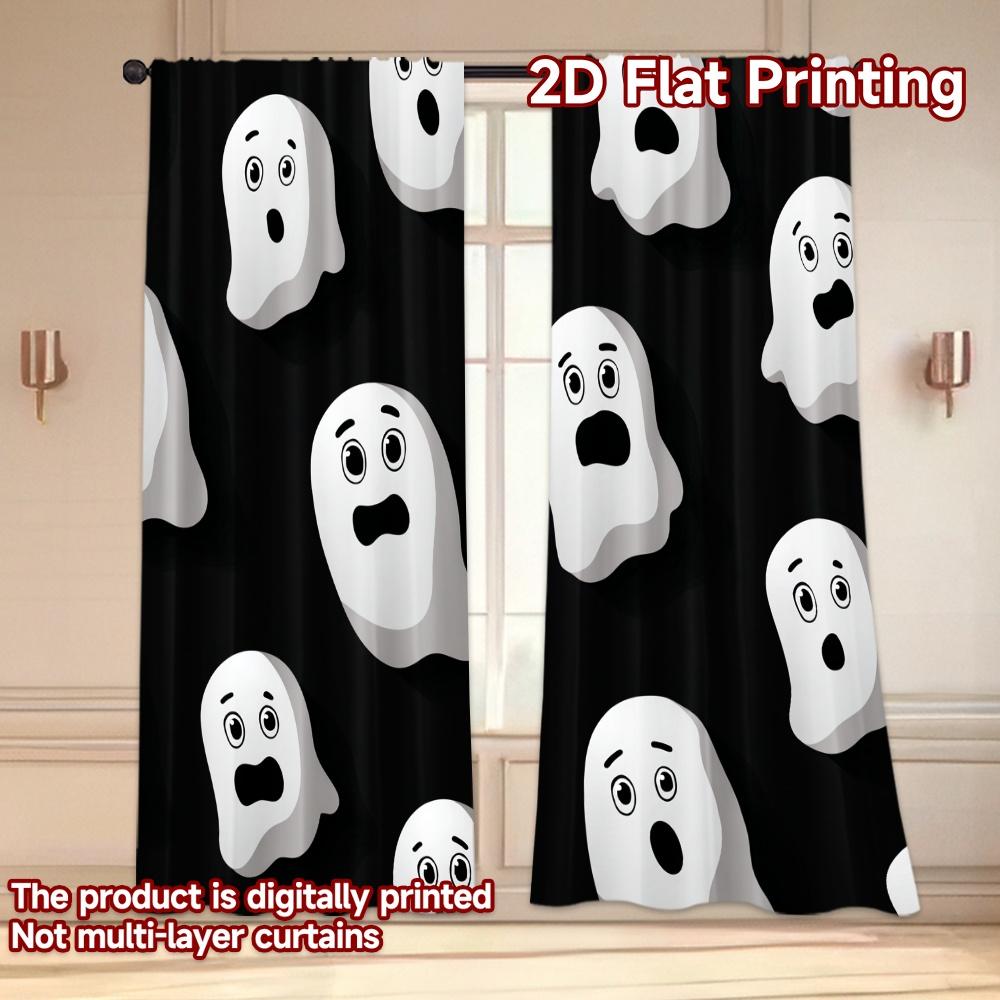 Flat Printing Curtains Without Rod Halloween Ghosts Design Women Is Day Festival Creative Versatile Fabric Curtain Set Of 2 Made Polyester Washable