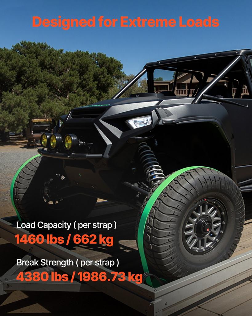 VEVOR Wheel Chock Tie-Down Kit, Chock-Style Trailer Tie Down Strap, Car Tie Down Kit with Buckle