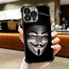 Anonymous V Mask Plating Phone Case For Iphone 16 17 Pro Max Air 16E 14 15 Plus 12 13 Mini Anti-Fall Airabag Cover