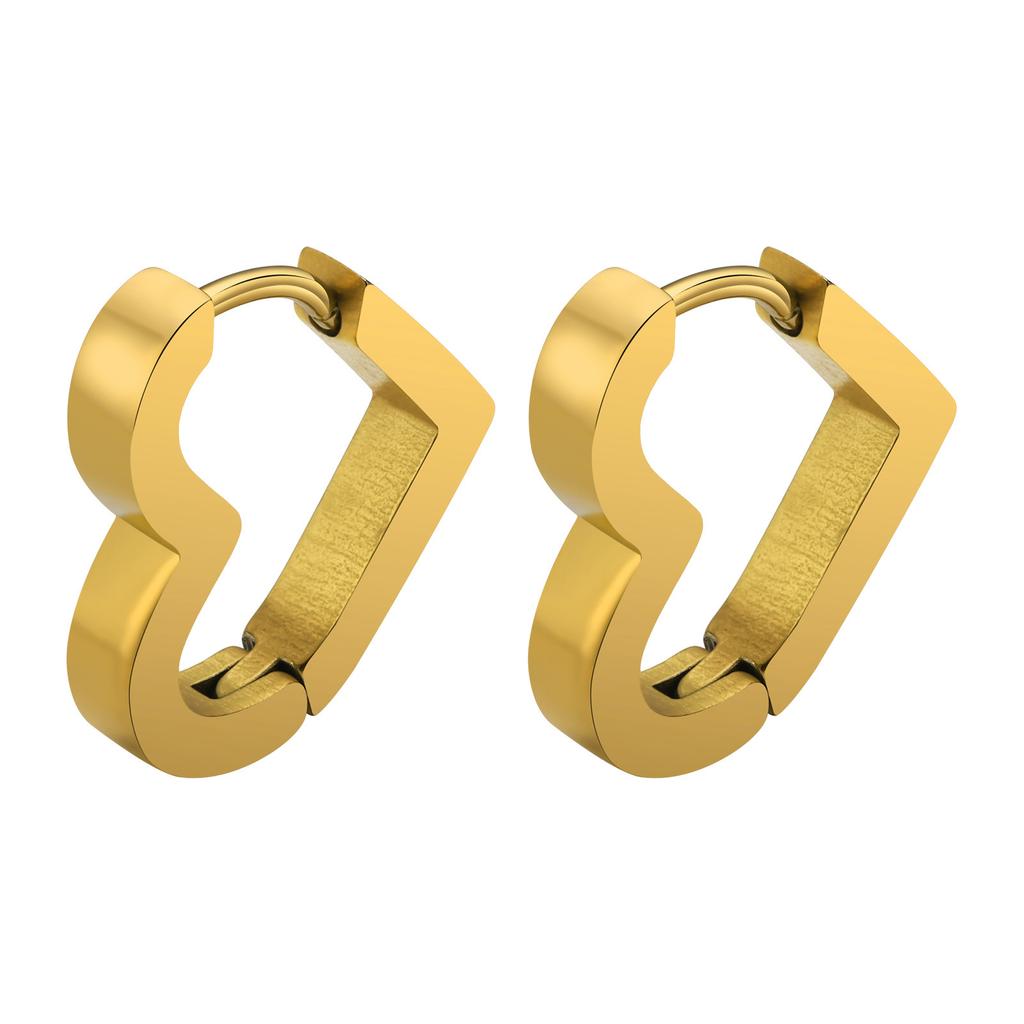 New Stainless Steel Gold Color Geometric Square Hoop Earrings for Women, Minimalist Chic Metal Ear Clip Gifts Trendy Jewelry