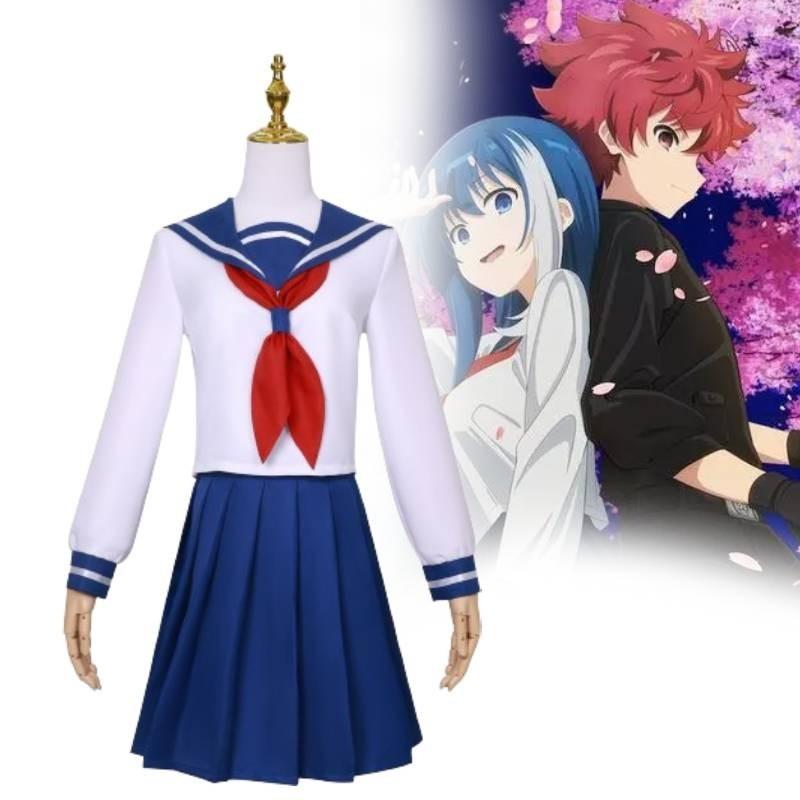 Stylish Night Sakura Rokumi Cosplay Outfit Deep Blue Polyester Fabric For Anime Lovers