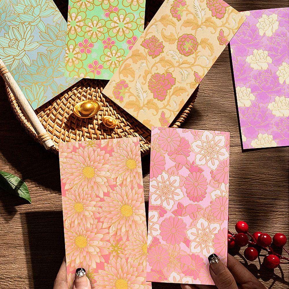 6pcs Colorful Red Envelope Mixed Pattern Hongbao Festival Supplies Money Bag  Spring Festival