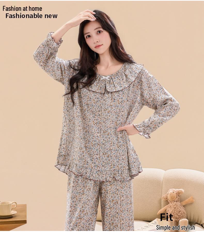 Women's Cotton Silk Chinese-Style Pajamas Set - Breathable, Comfortable, Doll Round Neck, Perfect for Spring and Summer.