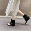 Vintage Sandals, New Versatile, Toe Clip Belt Buckle Flat Sandals, Black Slim Pants, Tube Boots, Roman Shoes Women