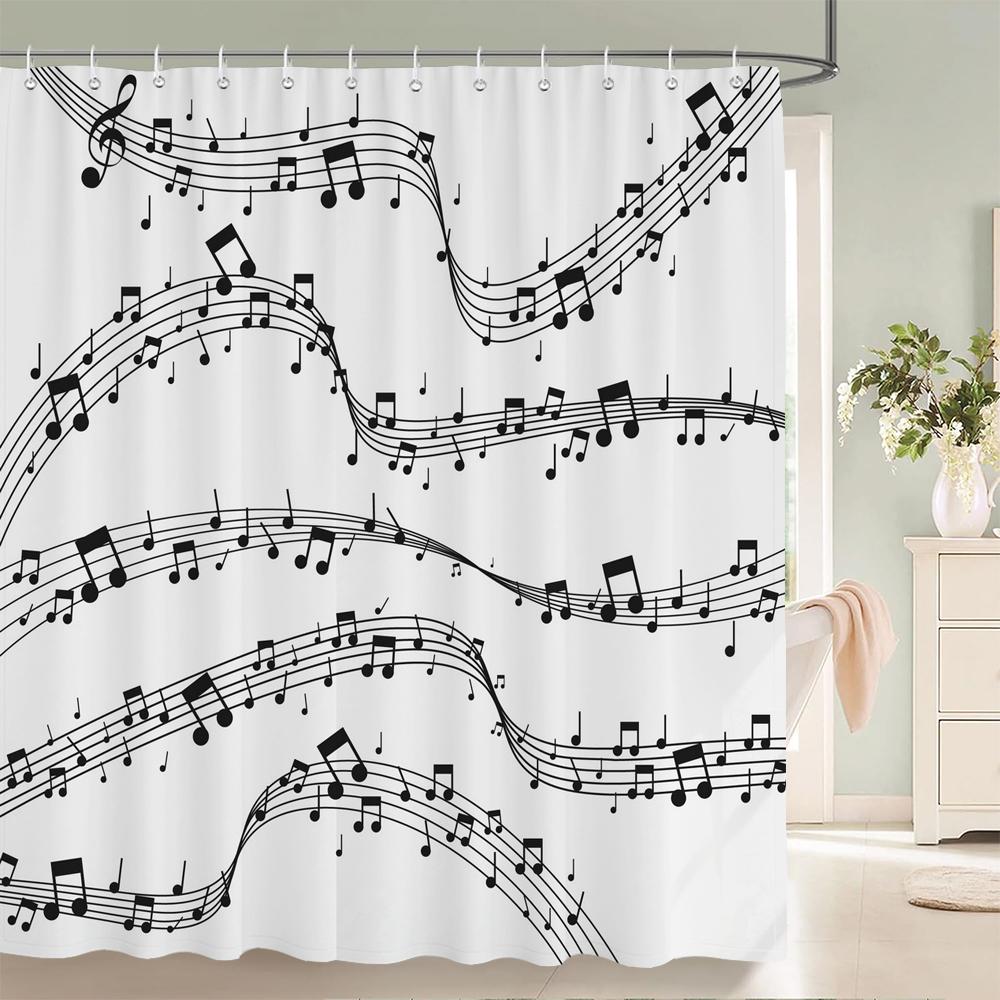 3D Music Rock Style Printed Shower Curtains Bathroom Curtain Frabic Waterproof Polyester Bath Curtain Home Decoration With Hooks