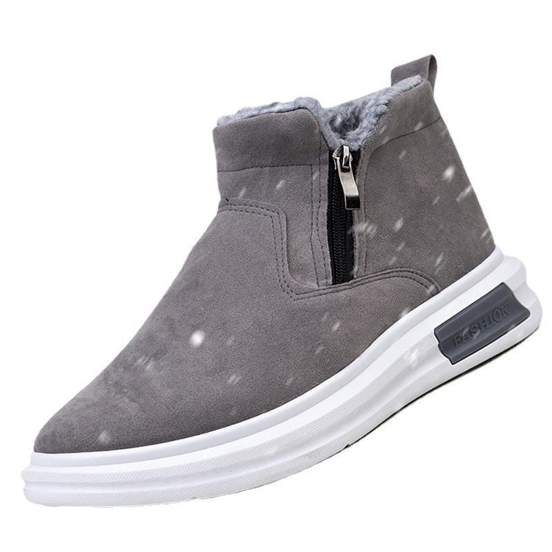 Men's New Warm Fleece Lined Slip-On Casual Shoes, Korean Style Trendy Comfortable Walking Sneakers for Men