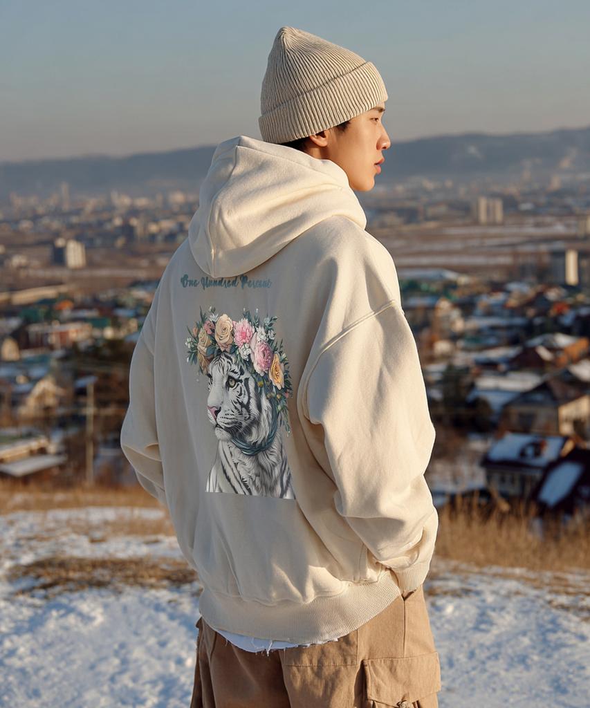 Ohpxharmonia B Flower Crown Fleece Zip-Up Hoodie