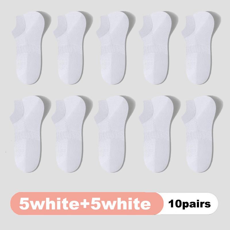 

10 пар женских носков весна-лето тонкие нескользящие сетчатые влагоотводящие дышащие бесшовные короткие носки-лодочки из хлопка EU36-39