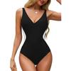 2025 European and American Dark V Contrasting Color One-piece Swimsuit Slim Strap Women's Beach Swimsuit Set Sexy One-piece Swimsuit