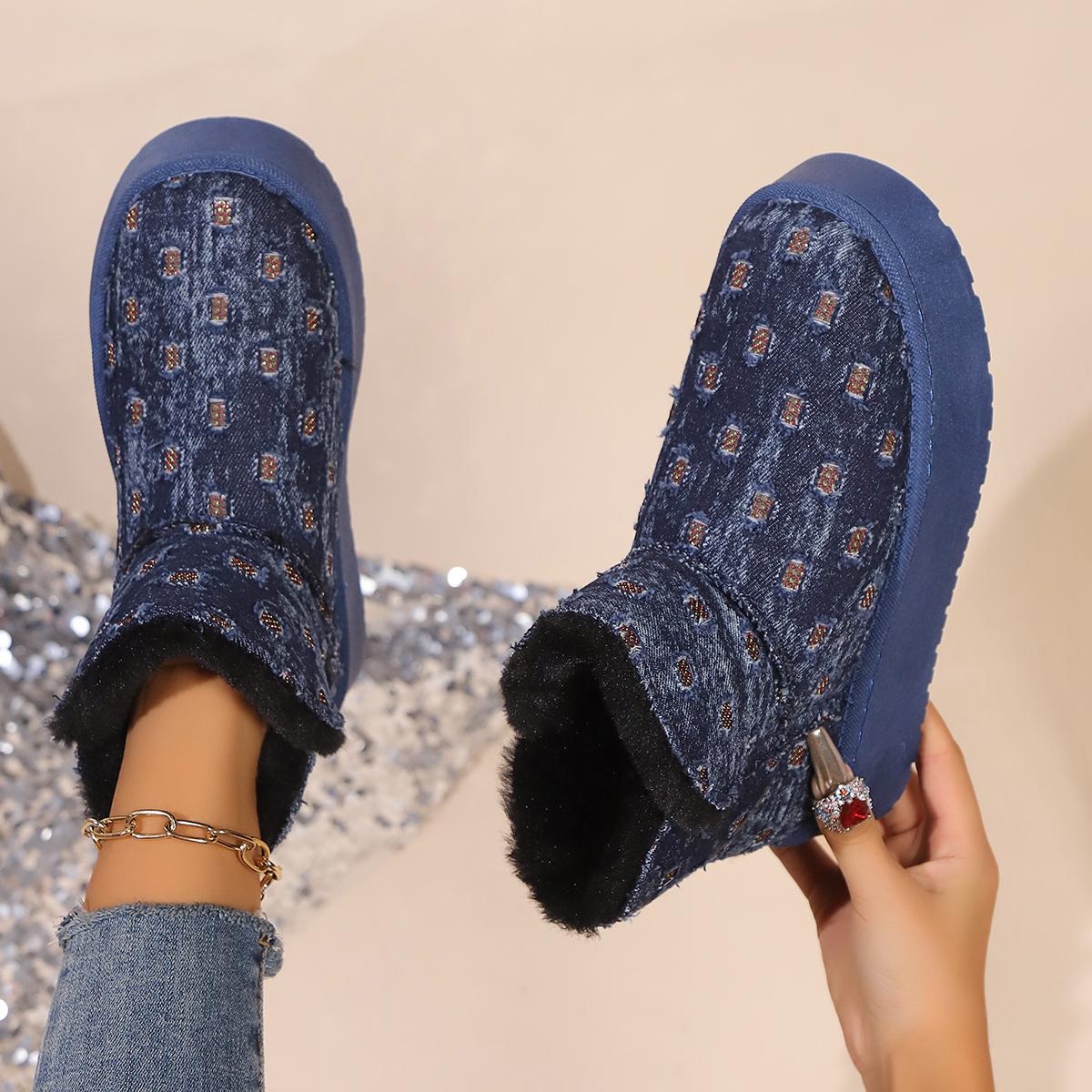 

Женская обувь 2024 Новые зимние теплые ботинки на толстой подошве Модные удобные ботинки на платформе Роскошные зимние ботинки Женские ботинки 41 синий