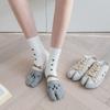 Cartoon Two Finger Socks Flip-flops Socks Female Middle Tube Socks Cat Socks Hosiery Two Toe Socks
