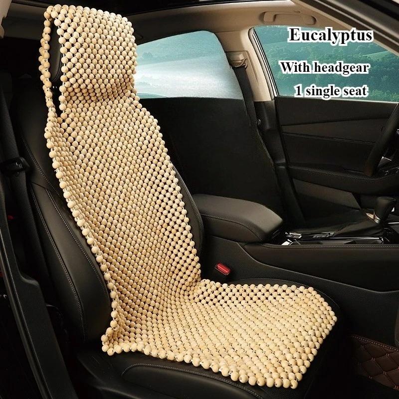 1 Adet Doğal Ahşap Boncuklu Araç Koltuk Örtüsü – El Yapımı, Nefes Alabilir ve Masajlı – Ofis, Ev ve Araç İçin – Uzun Süreli Konfor