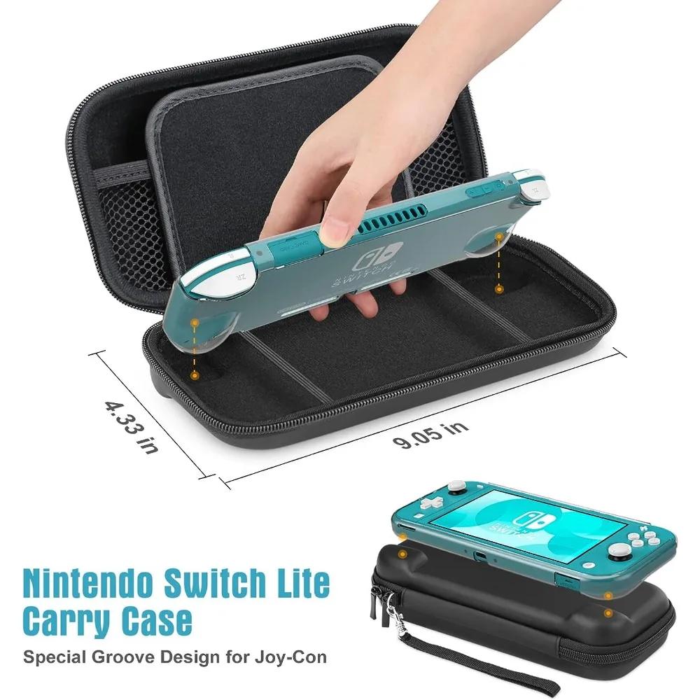 Nintendo Switch Lite Torba do przechowywania Przenośna torba podróżna do przechowywania z obudową ochronną PC i hartowaną folią ekranu 6 nasadek klawiszy