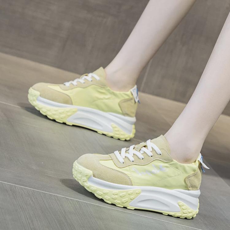 Small Man Increases Height, Platform Dad Shoes, Women's 2025 Spring New Muffin Soft Sole Cloth Surface Breathable Casual Sports Shoes