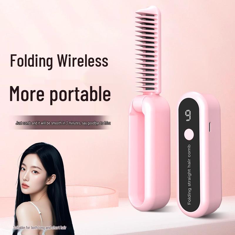 

Portable Wireless Charging Foldable Ionic Hair Straightener - Non-Damaging Curl & Straight Dual-Use Comb светло-фиолетовый