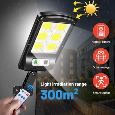3000LM LED nástěnná svítidla s chytrými senzory, zahradní a pouliční osvětlení se solárním nabíjením, 3 režimy, dálkové ovládání, IP67