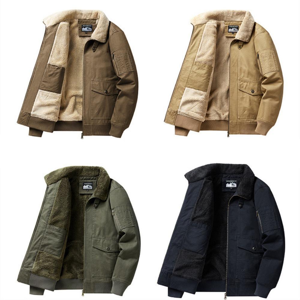Winter Fashion Turndown Collar Jacket Man Bomber Jacket Mens Windbreaker Thicken Jackets Coat Men's Clothing Casual Jacket