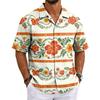 Men's Summer Hawaiian Print Cuban Collar Shirt Lightweight Breathable Short Sleeve Button Down Casual Beach Shirt