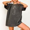 2026 Sommer Damen Schwarz Katze Minimalistisches T-Shirt Baumwolle und Atmungsaktiv Kurzarm Streetwear Oversized Locker Lässig