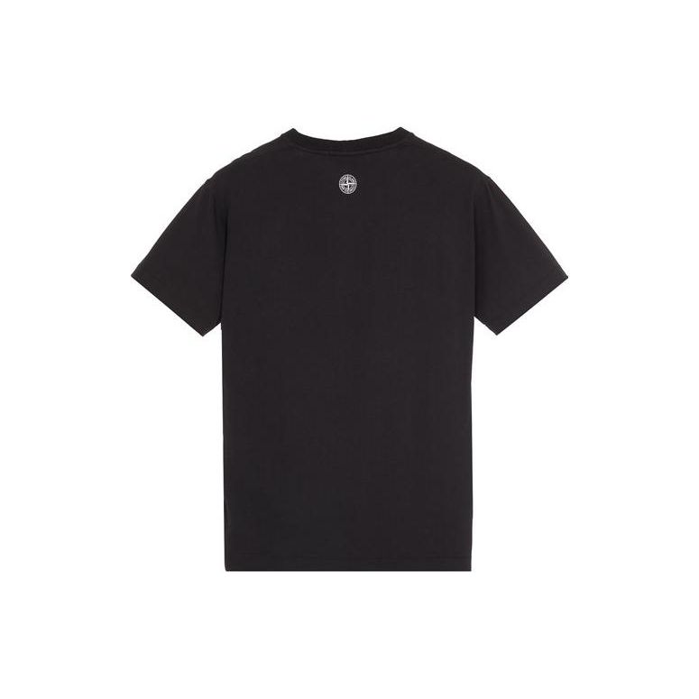 STONE ISLAND Ss23 Spring Summer Collection Solid Color Pique Effect Printed Short Sleeve T-Shirt Men T-Shirts Black 78152NS90-V0029