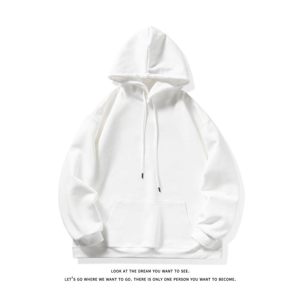 Pure Cotton Hooded Sweater Men's and Women's Spring and Autumn New Couples Solid Color Large Size Loose Casual Hoodie
