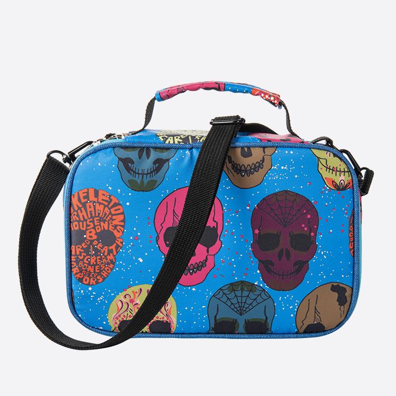 Large-capacity 72-hole Color Lead Watercolor Brush Multi-functional Pencil Bag Detachable Strap Cartoon Skull Pen Bag