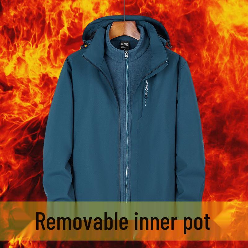 Women's Three-in-One Ski Jacket: Detachable Fleece Lined, Windproof, Waterproof, and Warm for Autumn and Winter.