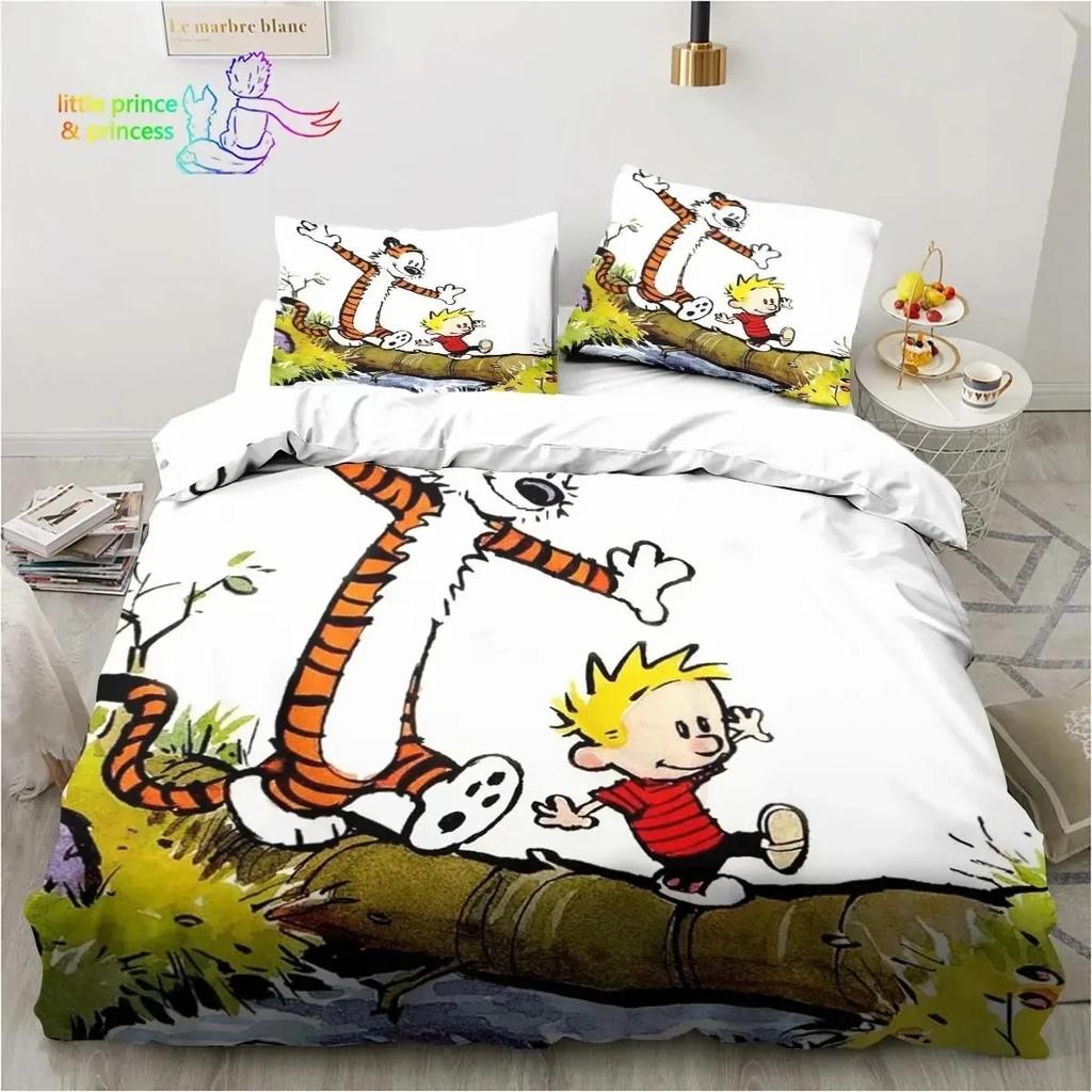 Cartoon Calvin Hobbes 3D Print Bedding Set Single Twin Full Queen King Size Bed Set Adult Kid Bedroom Bedding Gift