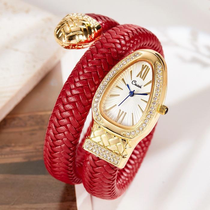 Snake Zodiac Snake Watch Fashion Personality Quartz Watch Diamond Leather Strap