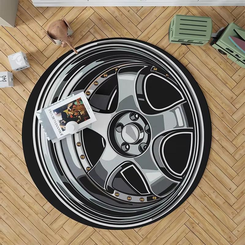 Circular tire pattern carpet for bedroom decoration living room interior creative design carpets bedside area non-slip rugs
