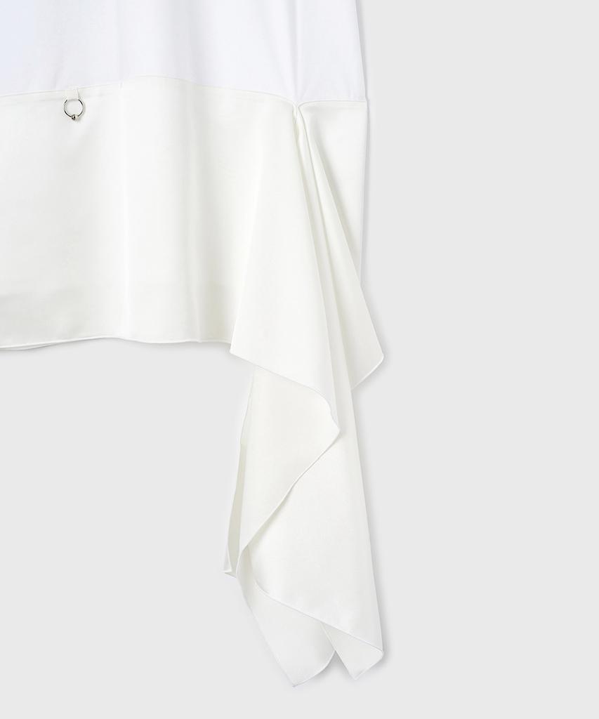 Yunse Draped Satin Dress (White)